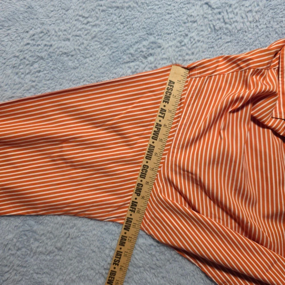 Vintage Polo Ralph Lauren Stanton Custom Fit Shirt Men's XL Orange White Striped